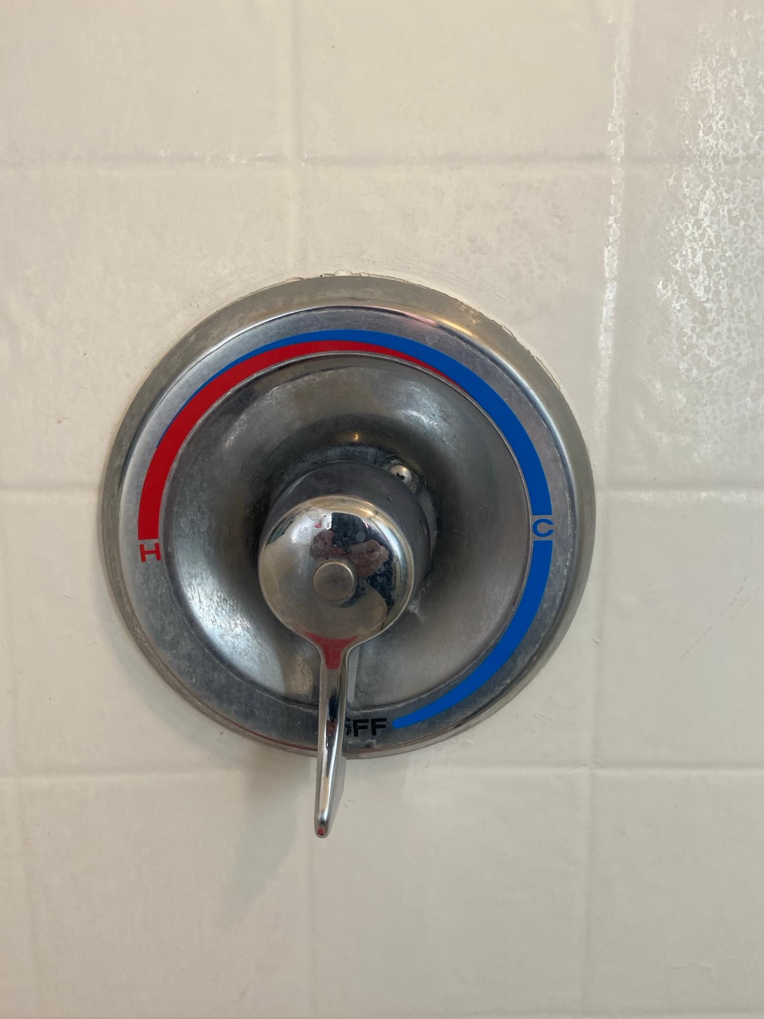 Single-handle tub and shower valve trim installed on tile, Orange County, CA